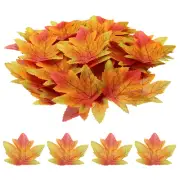 Fake Fall Leaves, 300 Pack Artificial Maple Leaves Light Green Red Yellow