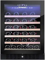 FREEZYMAN 28 Bottle Compressor Wine Cabinet Refrigerator, Large Independent Wine Cellar, Tempered Glass Door with Lock, LED Digital Temperature Control Refrigerator