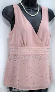 Ann Taylor LOFT Sleeveless Tank Top chiffon embellish blouse shirt SZ 8 NWT $59