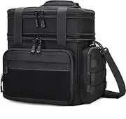 Gafetrey Tactical Lunch Box for Men, Insulated Lunch Bag Adult, Thermal Lunchbox Leakproof Waterproof Cooler Bag, Dual Compartment Lunch Tote, Large Lunch Pail for Work Office Camping Travel(Black)