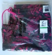 Psycho Tuna Blakc & Pink Shark Swim Trunks Board Pool Shorts Large NWT