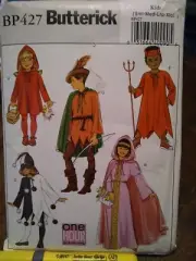 Butterick Kids Costume Pattern S-XL Red Robin Hood Jester Devil Cape Cloak BP427