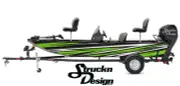 Boat Wrap Green Gray Black Vinyl Graphic Decal Kit Fishing Abstract Zig-Zag