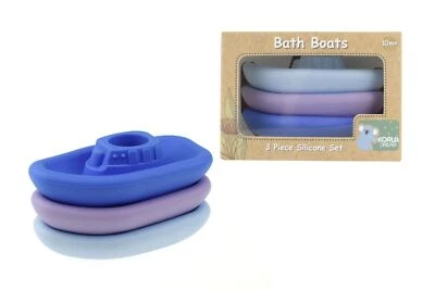Koala Dream Bath Boats 3PC Silicone Set - Blue/Purple | BPA-Free, Fun Bath Toy f