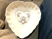 Belleek Heart Shape Dish Claddagh Design CLASSIC VINTAGE DISH