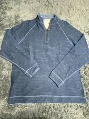 Tommy Bahama Mens Flip Breaker Reversible 1/2 Zip Long Sleeve Pullover Blue Sz M