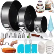 RFAQK 100PCs Cake Pan Sets for Baking + Cake Decorating Kit 3 Non-Stick Sprin...