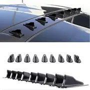 CosCosX 10 Pcs Mini Shark Fin Diffuser Vortex Generator Universal Car Truck SUV Roof Decoration Spoiler Wing Carbon Fiber Car Accessories New Style 2.95inchBlack