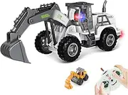 Remote Control Excavator with Light,1/30 Scale RC Excavator,4 Channel 27MHz RC Construction Vehicles,RC Engineering Digger Trucks with Small Excavator for Kids 6+ Years Old