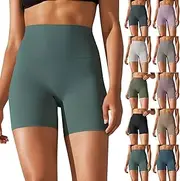 [Generic] Women Booty Workout Shorts Tight Elastic Breathable Quick Dry Biker Shorts High Waist Yoga Fitness Running Shorts