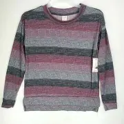 Secret Treasures Women's Pull-Up Hacci Top size Small Long Sleeves Pink/Gray New