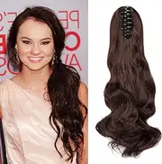 Hair Extensions Braid Hairpiece Clip-in Ponytail Claw Ponytail Hair Extensions Like Real Hair Wavy Curly Synthetic Hair Long Voluminous Ombre (Dark Brown & Dark Chestnut Brown)