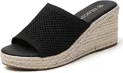 [Tilocow] Knit Espadrilles Wedges for Women Comfortable Slip On Platform Wedge Sandals Summer Beach Dress Heels Shoes