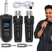 Wireless Microphone Transmitter Receiver - 10 Channels Wireless Audio Dynamic Microphone Adapter | Plug-on Transmitter and Receiver for Guitar Bass Electric Instruments