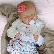 JIZHI Lifelike Reborn Baby Dolls Girl 17 Inch Full Body Vinyl Washable Realistic Newborn Baby Dolls with Clothes and Toy Accessories for Kids Age 3+