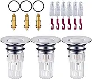 Bathroom Sink Pop Up Stopper | 3X Pop-Up Sink Plug for 1.3~1.5 Inch Hole - Bathroom Accessories, Home Basin Strainer for Bathtubs