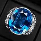 Glamorous Swiss Blue Topaz 26.10Ct 925 Sterling Silver Handmade Rings Size 9