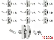 Lot of 10 T Handle Vending machine Pop upshort quarter turn Chrome + lock 0585