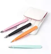 4pcs Professional Tweezer Set Stainless Steel Slant Tip Tweezer Precision Eyebrow Hair Remover Tool Face Hair Removal Make Up Tools