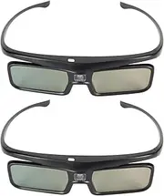 2Pcs DLP 3D Glasses, 144Hz Rechargeable 3D Active Shutter Glasses DLP Link LCD Lens 3D Glasses, Support Various 3D Technology DLP Link Projectors