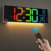 16.2'' Large Digital Wall Clock with Remote Control, Big LED/Dual Alarm/8 RGB...