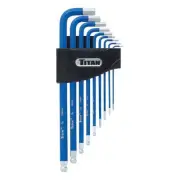 Titan 12714 9-Piece Metric Non-Slip Hex Key Set, 1.5-10mm, Extra Long Ball End