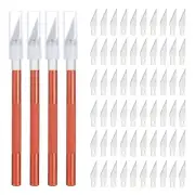 4Pcs Exacto Knife Precision with 70 Spare Exacto Knife Blades Red