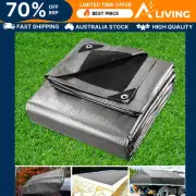 Tarp Tarpaulin 9x12m Canvas Camping Heavy Duty Sun Cover Outdoor Shelter W -9X12