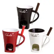 Chocolate Melting Oven Hot Pot Butter Fondue Mugs Cups with Forks Heater