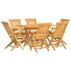 7-Piece Outdoor Dining Set Garden Patio Chairs Table Solid Teak Timber Furniture