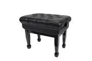 Crown Deluxe Double Padded Height Adjustable Large Piano Stool Height (Black)