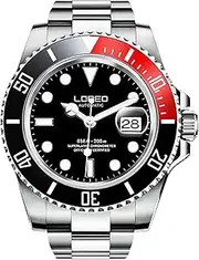[carlien] Mens GMT Stainless Steel Sapphire Glass Rotating Bezel Men's Automatic Watch