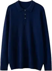 [Zadaos] Men's 100% Cashmere Sweater Pullover Casual Loose Knitted Large Top Underlay Jacket Shirt Navy Blue M