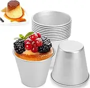 10 Pack Individual Molds Pudding Molds Cups Mini Chocolate Molten Pans Aluminum Cupcake Cake Cookie Pudding Mold Round Nonstick Egg Tart Mould Popover Bakeware Tumblers (3.1 x 3 x 1.9 Inch)