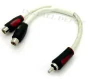 WHITE RCA Y-ADAPTER 2 FEMALE TO MALE 3X SHIELDED & TWISTED SPLITTER CAR MARINE