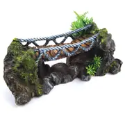 Kazoo Rope Bridge with Plants Fish Tank Ornament- Medium