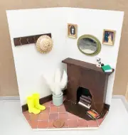 Multi Coloured Fire Place Scene Tumdee 1:12 Scale Dolls House Miniature A KM