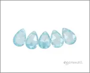 6 Cubic Zirconia Flat Briolette Beads 5x7mm Light Swiss Blue #64556