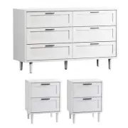Oikiture 6 Chest of Drawers and 2 Bedside Tables Nightstand Bedroom Set White