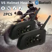 2x 1200m Intercom Bluetooth Motorcycle Helmet Interphone Headset For 6 Riders V6
