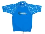 XCel UV Protection Sun Shirt Blue Floral Tie to Shorts UPF 50+