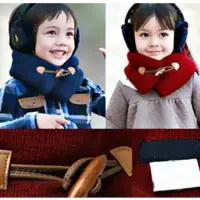 在飛比找momo購物網優惠-【PS Mall】韓版超保暖木質扣羊絨圍脖兒童圍巾(B100