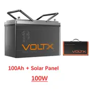 VoltX 12V 100Ah Lithium Battery with 100W Solar Panel Mat