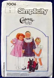 Simplicity Girls Cinderella Ruffled Tabard Dress Sewing Pattern Child 6 7006