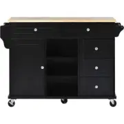JimsMaison Multifunctional Kitchen Cart W/ Wheels 5-Drawer Adjustable Shelves