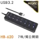 【INTOPIC】HB-620 7孔 USB HUB集線器(USB3.2/獨立開關/附供電線)