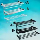Bathroom Stainless Steel Towel Shelf 2 Layer Towel Rail Rack 600mm Wall Mounted