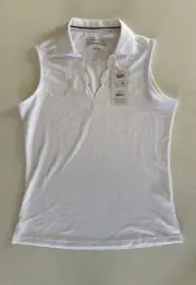 Pebble Beach Polo Shirt Women’s Medium Dry-Luxe Performance Scalloped Neck White
