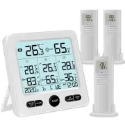 Indoor Outdoor Digital Thermometer Hygrometer with 3 Wireless Sensors, Temperatu