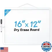 MaxGear Small White Board for Wall, 16"x 12" Double-Sided Magnetic Hanging Dr